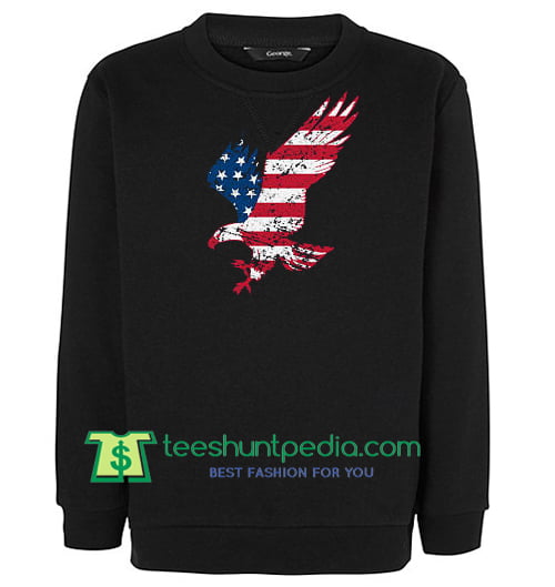 USA Flag Eagle Crewneck Sweatshirt, Top Patriotic Independence Day ...