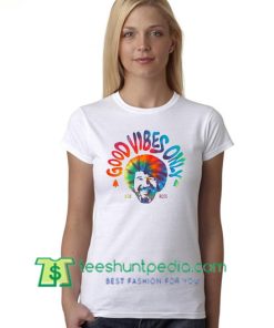 Bob Ross Good Vibes Only T Shirt gift tees adult unisex custom clothing Size S-3XL