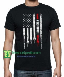 American flag with Electrician, Tshirt Gift